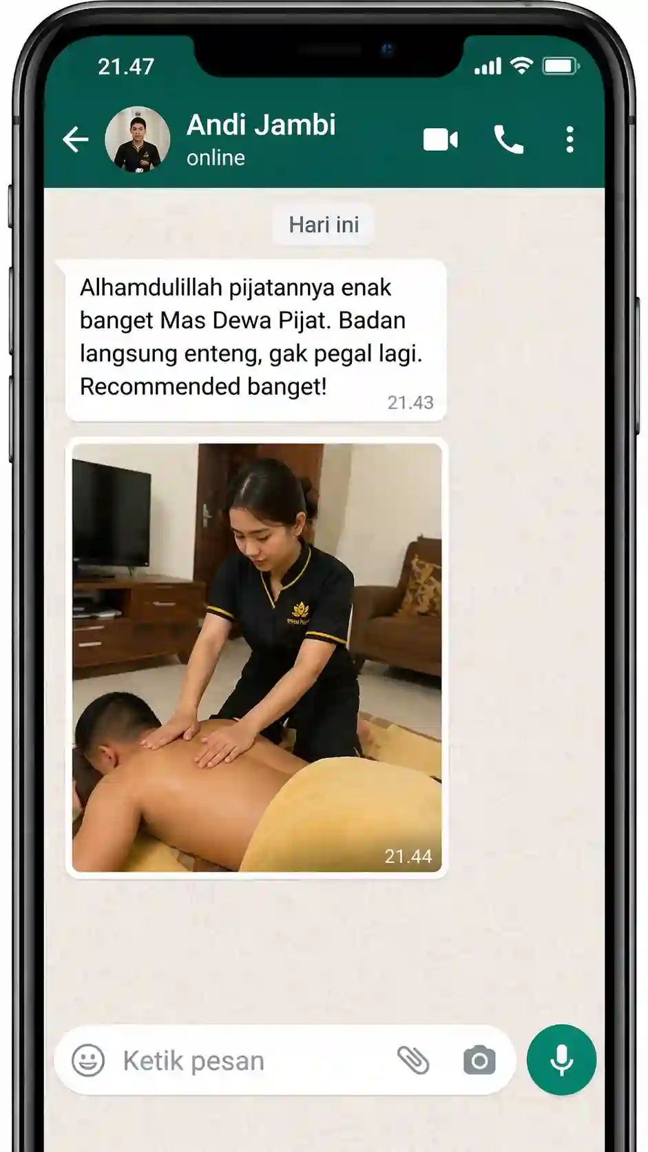 Testimoni Pelanggan Pijat Tradisional Panggilan di Jambi By dewapijat.com